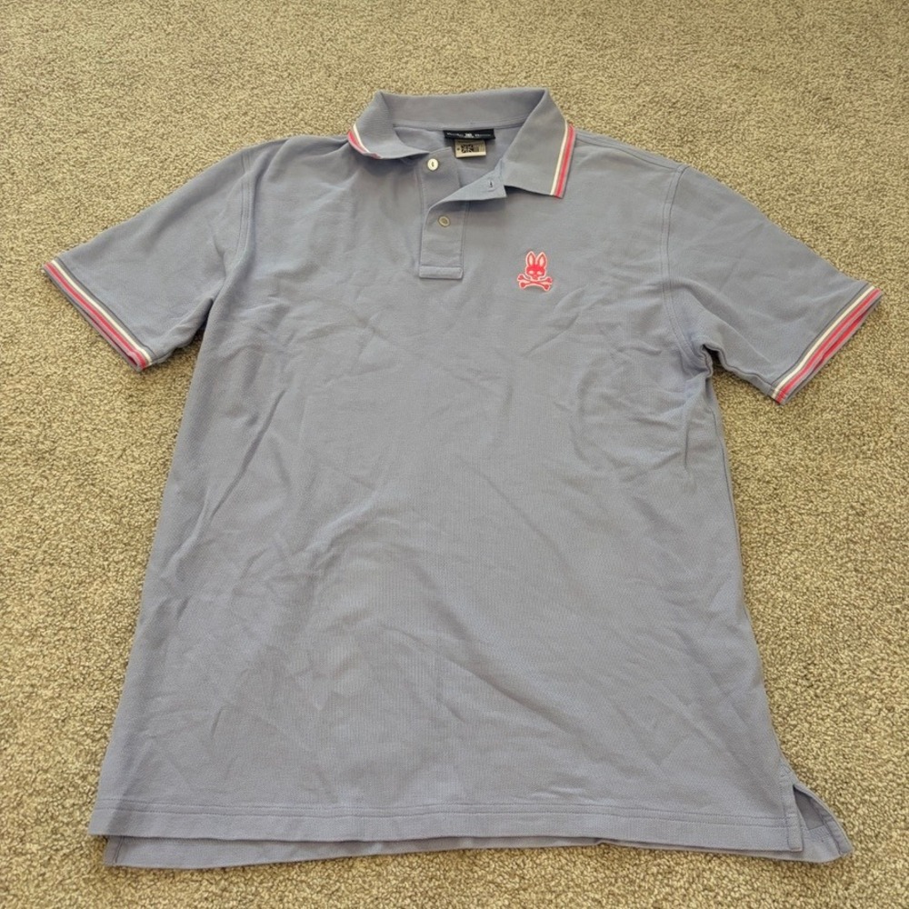 Psycho Bunny Mens Pima Cotton Polo Shirt Periwinkle Pink Slim Fit